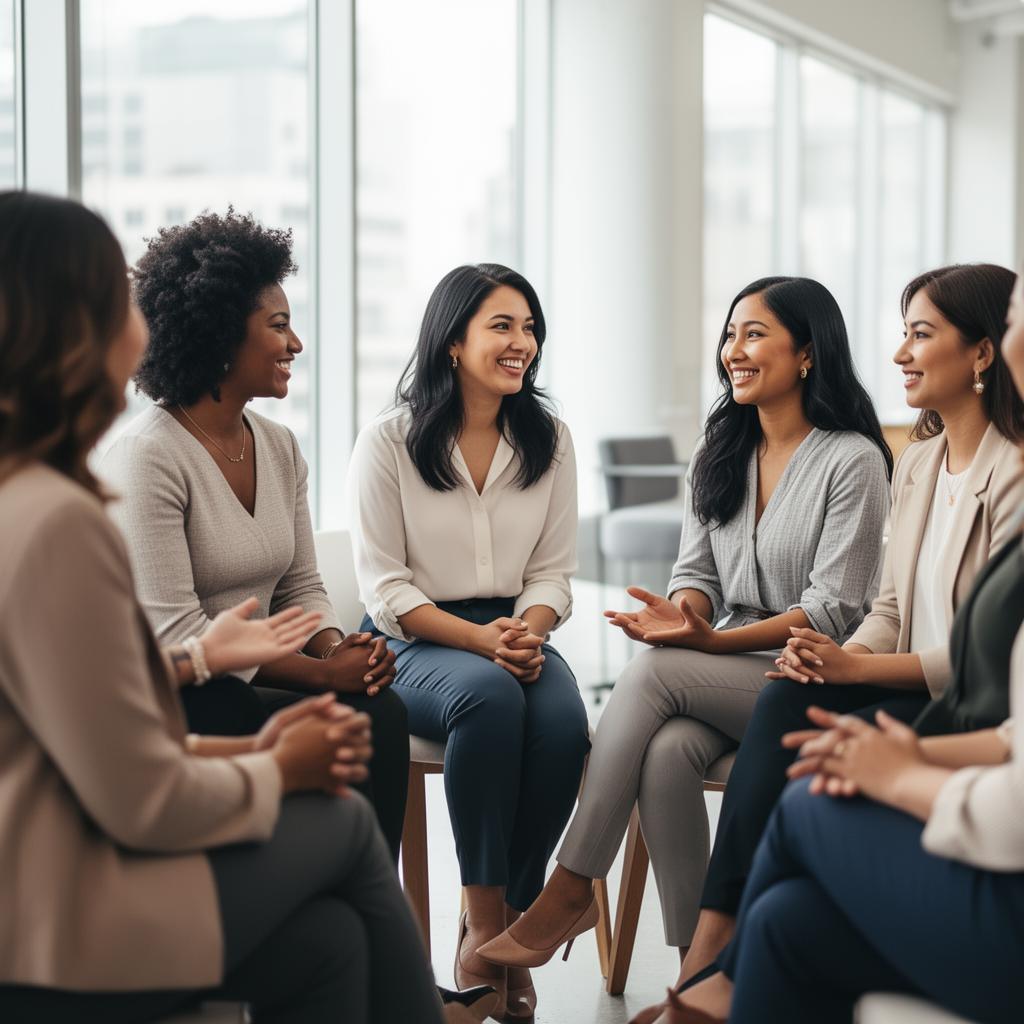 Entrepreneurs in a community discussion